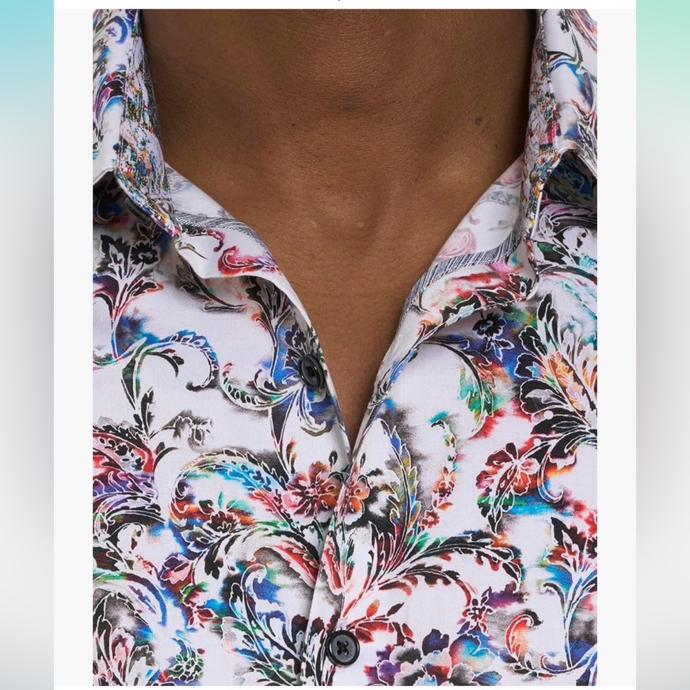 NWT Robert Graham Men's Monsoon Short Sleeve Woven Button Down Shirt - Picture 8 of 10